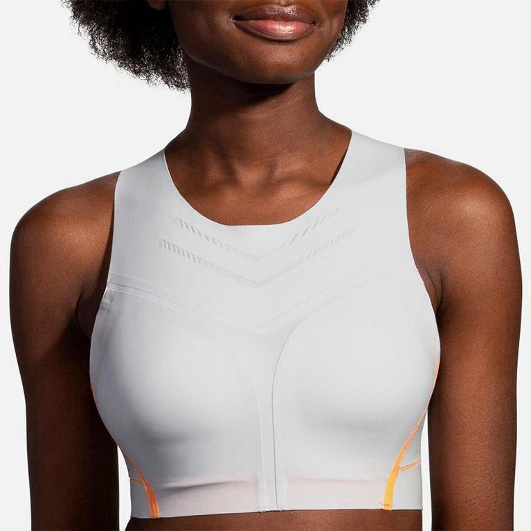 Brooks Dare High-Neck Run Womens Running Bra - White - Philippines (596712EYW)